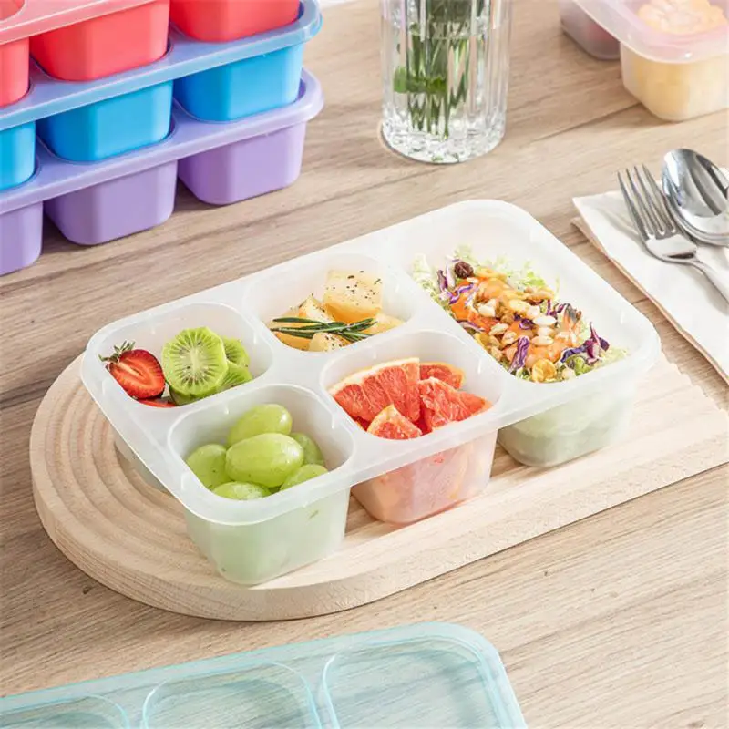

New Rectangle Lunch Box Outdoor Fruit Storage Container For Adult Kid Toddler Salad Box Lunchbox School Child 4 Pcs Hermetic
