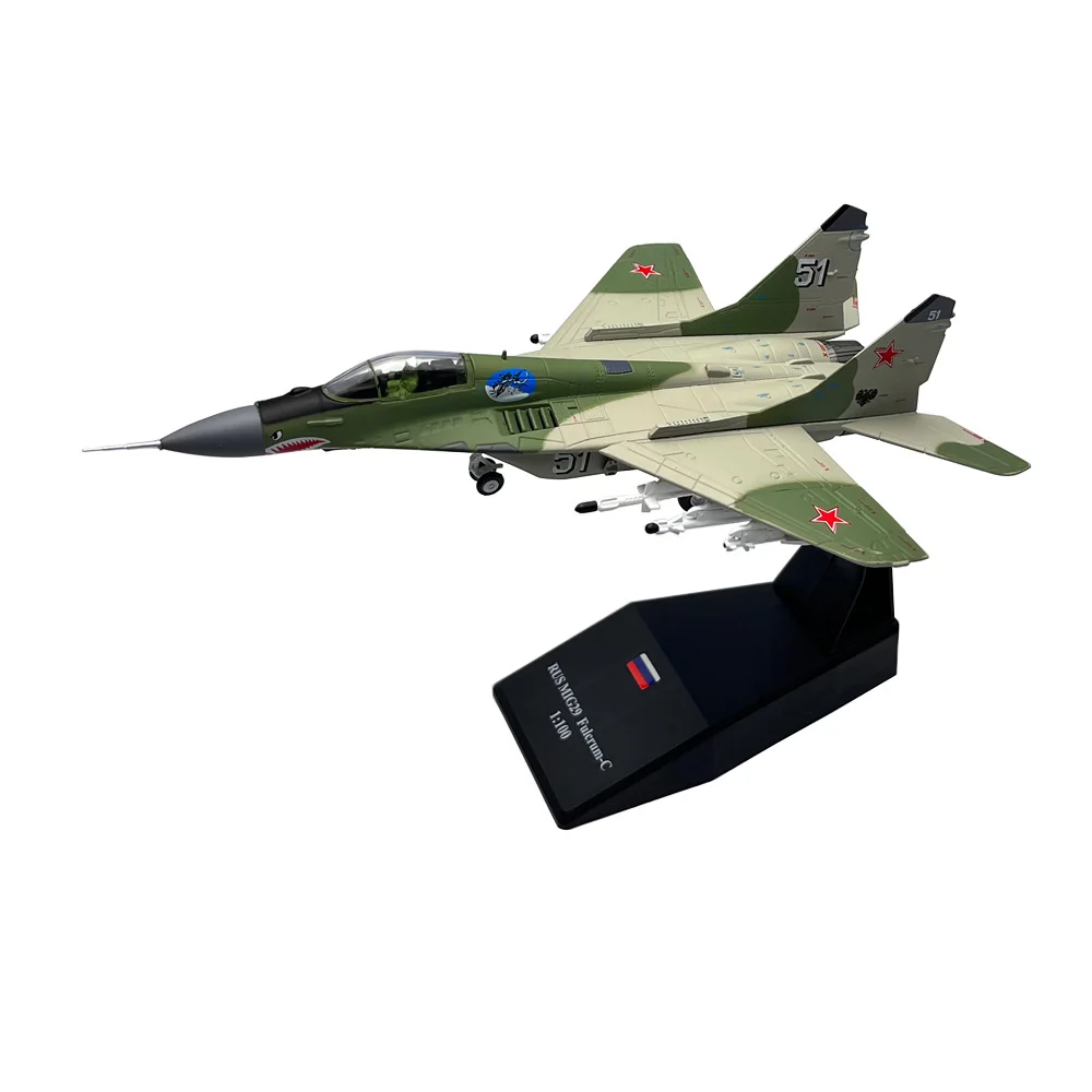 Фото Модель российского боевого самолета MIG-29 Mig29 Fulcrum C Fighter, Коллекционная модель готового самолета из литая металла в сборе, подарок или игрушка, масштаб 1/100 №3