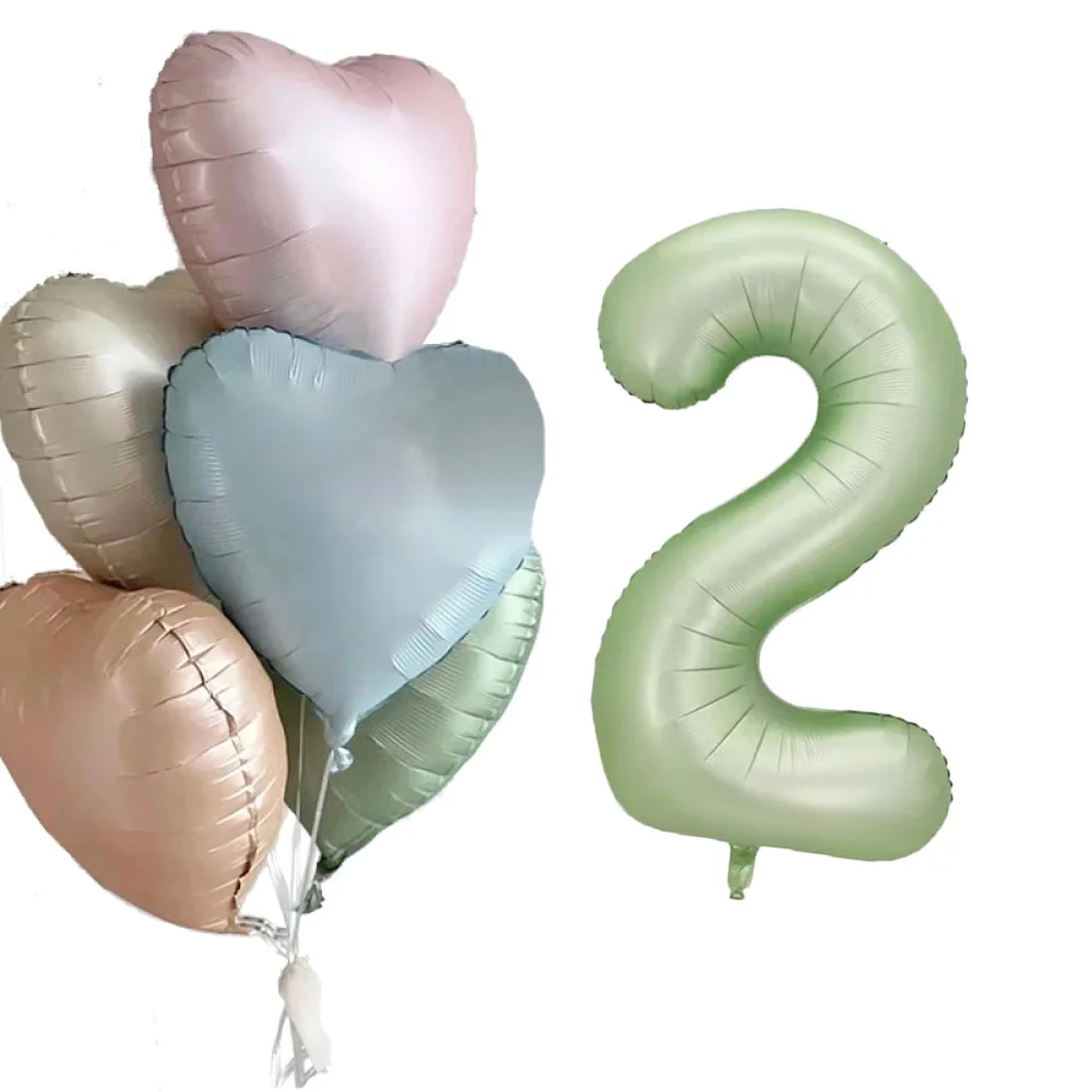 

Набор воздушных шаров в виде сердца, розовые, бежевые, кремовые шарики в форме сердца с 40-дюймовыми цифрами, оливково-зеленые, детское украшение на день рождения, детский праздник