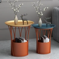 industrial portable coffee table with storage creative round iron coffee table luxury meubles de salon multifunction furniture
