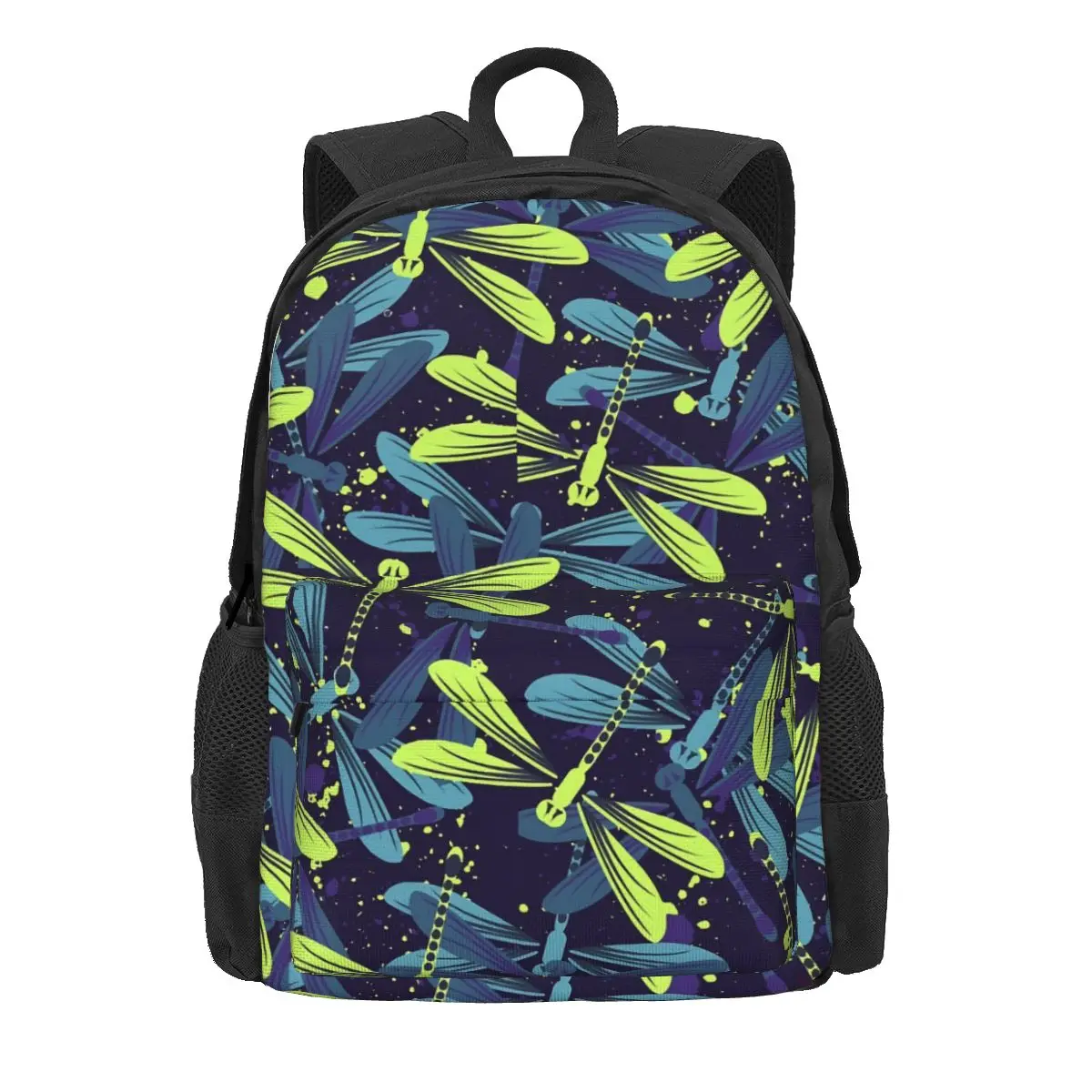 

Dragonfly Print Backpack Teen Green And Blue Pattern Backpacks Polyester Pretty School Bags Sport Design Rucksack