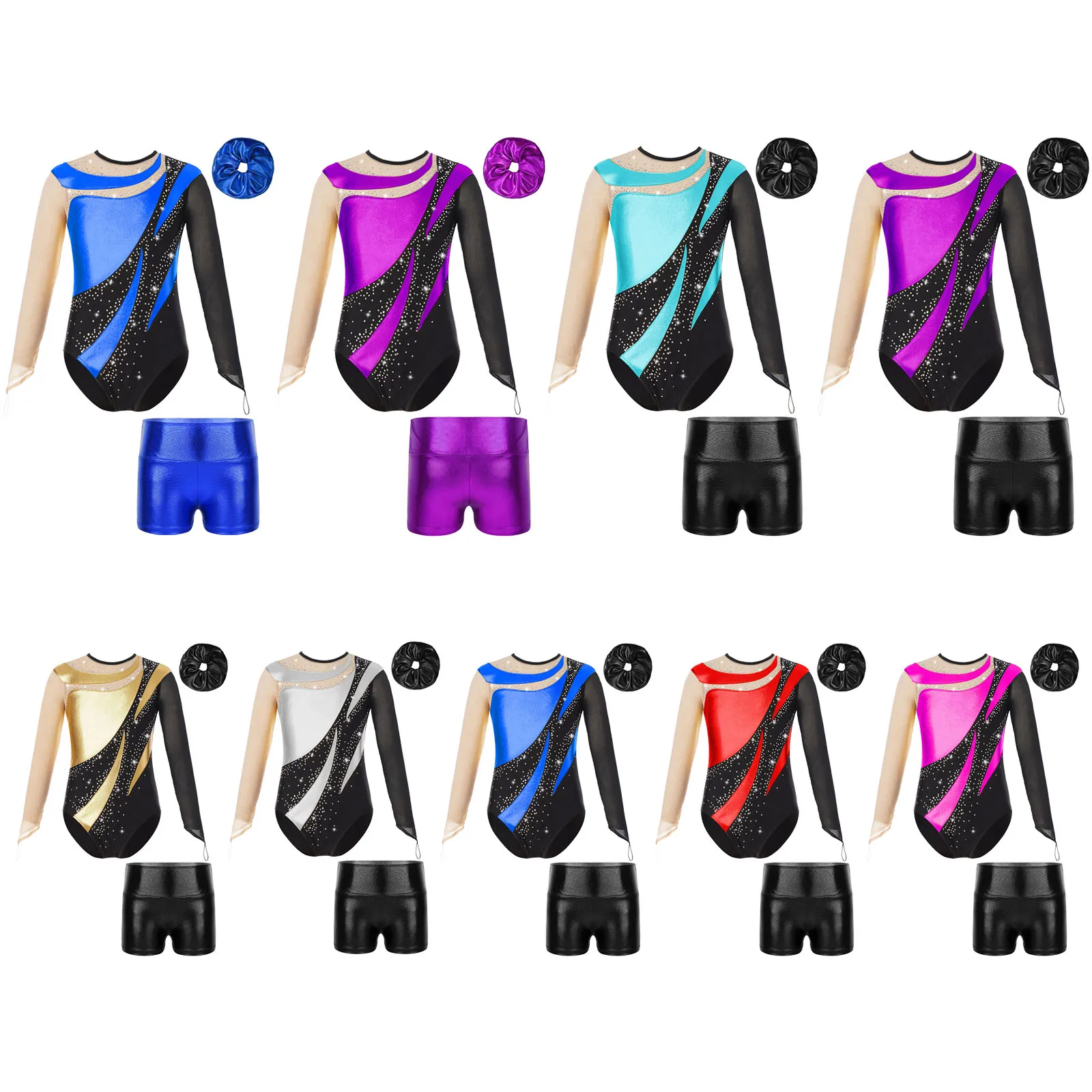 Гимнастический купальник для девочек костюм фигурного катания сетчатый