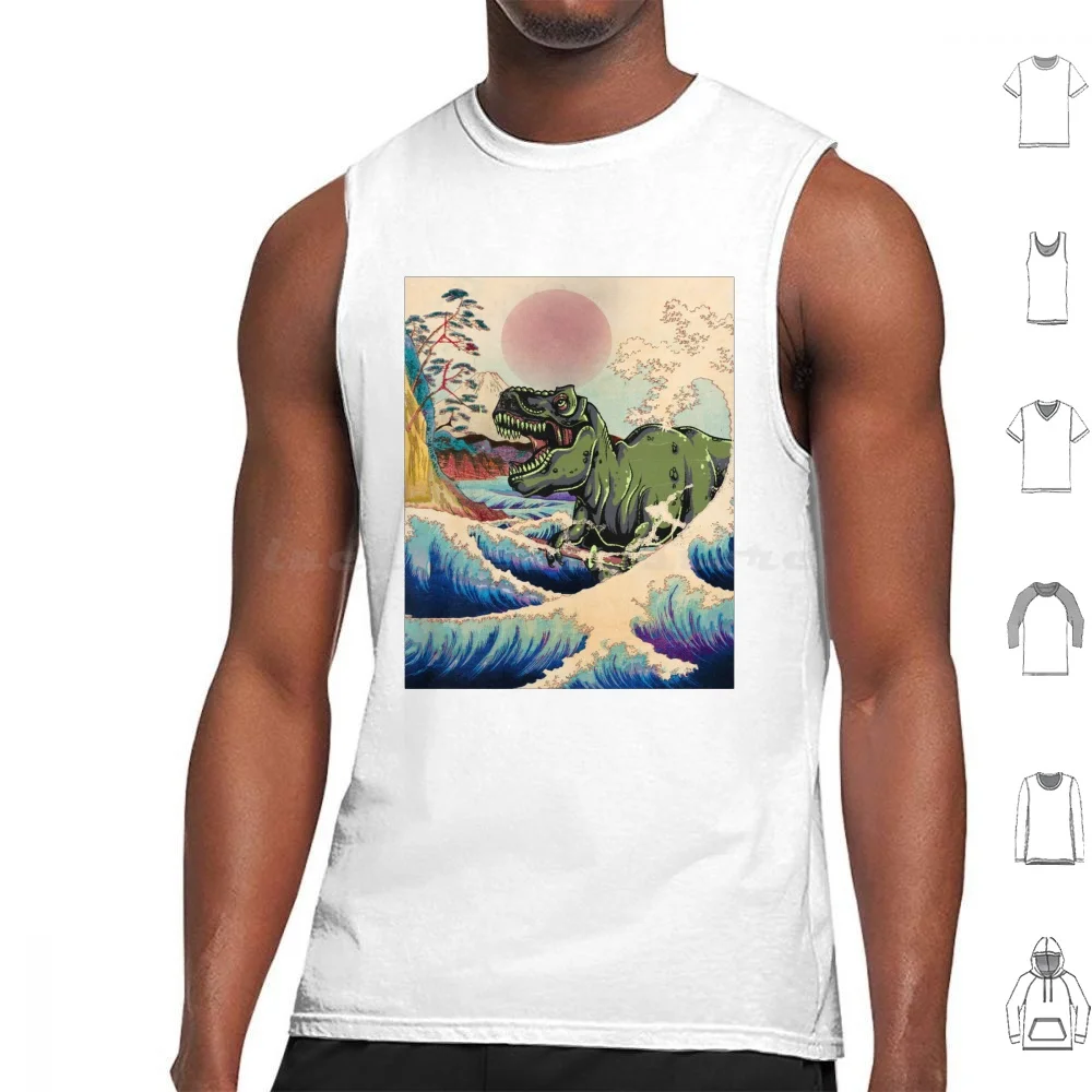 

The Great Off Kanagawa майки жилет без рукавов японский Hokusai Монстр кайдзю Rbrow манга Сакура Мотра Mount Fuji Great