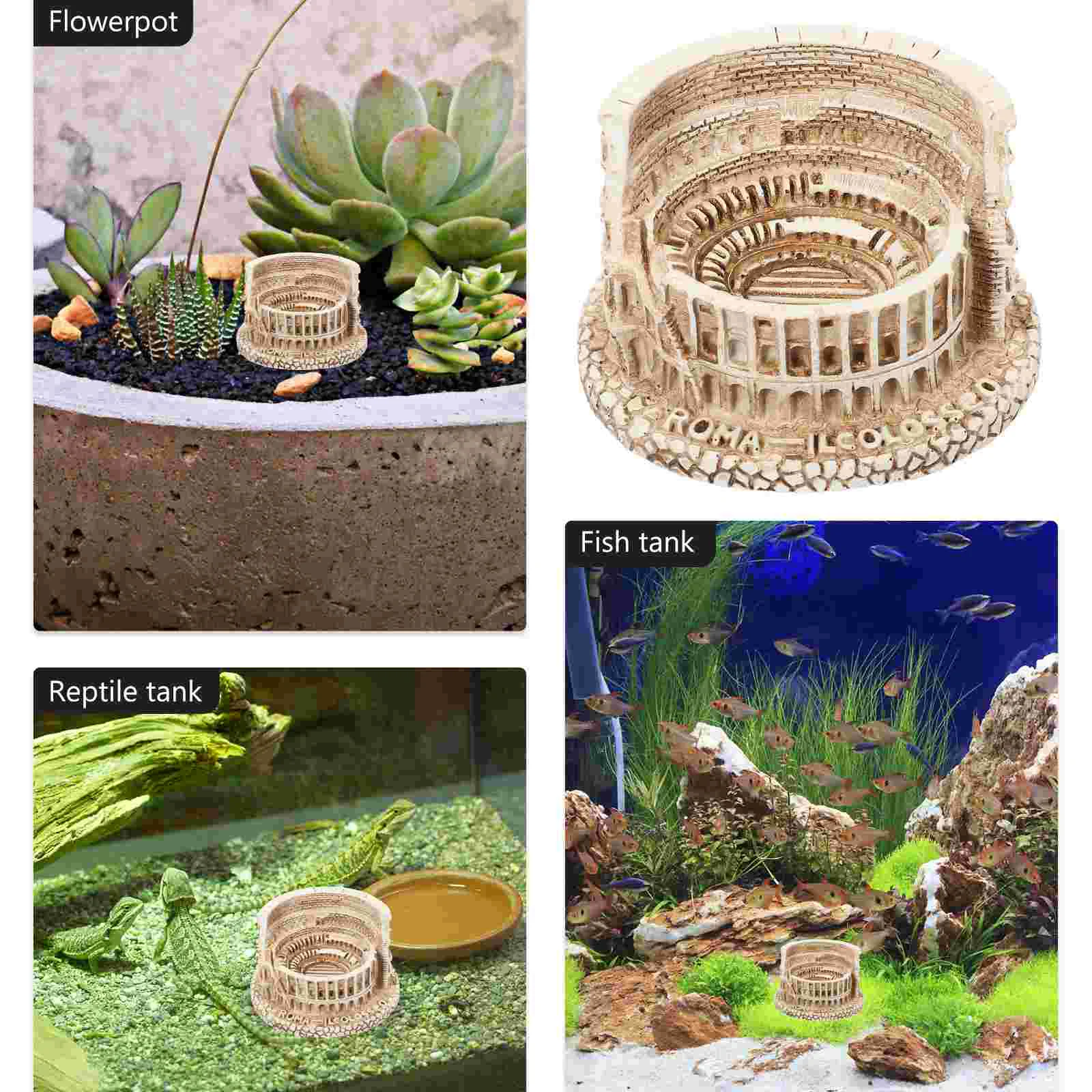 Римские украшения большой аквариум гравий рок маленький Колизей ремесло