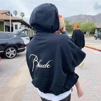 best quality bullet ziper embroidered letter logo terry rhude hoodie jacket pullover