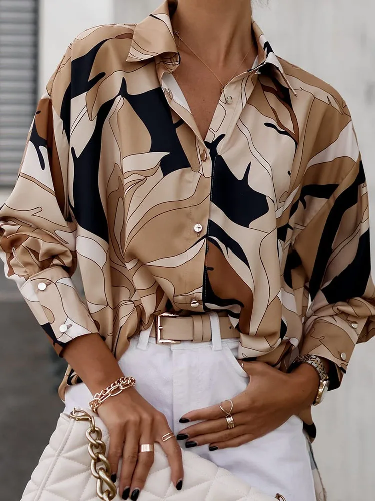 

Women Patchwork Button Basic Office Shirt Casual Shirt Sleeve Female Loose Tops Streetwear V Neck Straight Spring Summer Blouse