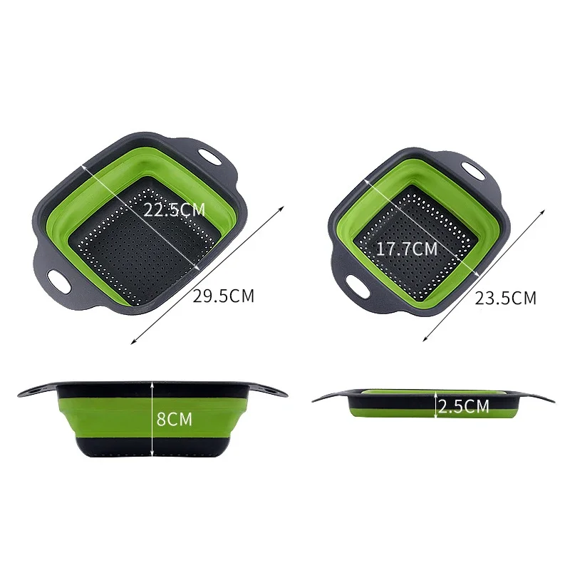 Силиконовая складная корзина для овощей кухонная сливная пластиковая мытья