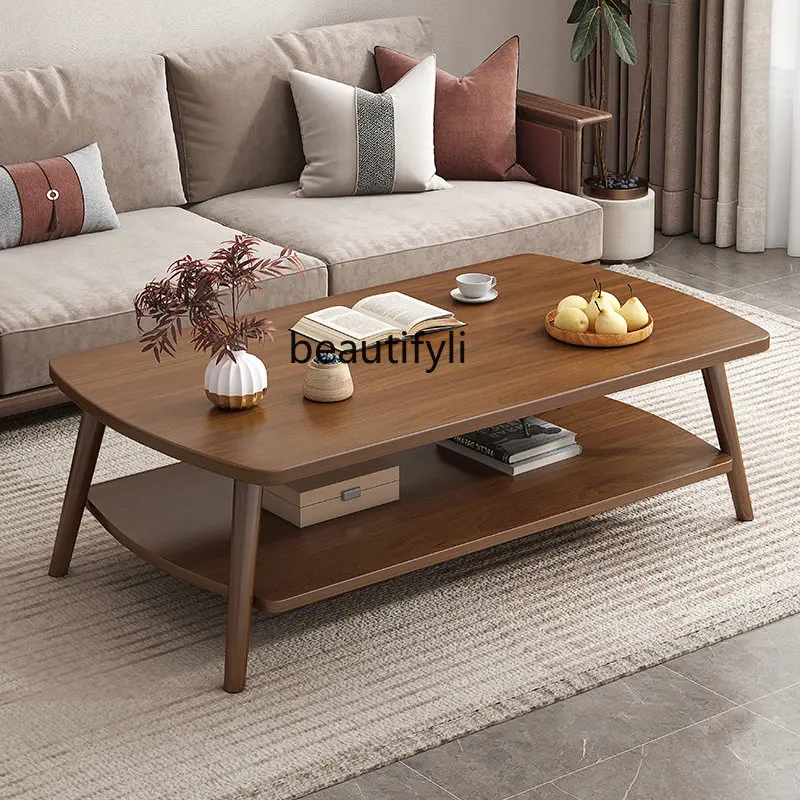 

Журнальный столик yj, современный простой кофейный столик из массива дерева для маленькой квартиры, балкона, чайный столик