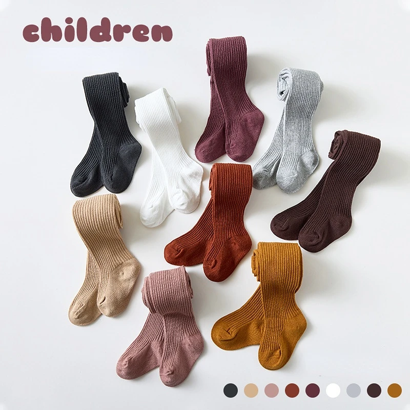 

2019 Baby Autumn Winter Tights Hot Baby Toddler Kid Girl Ribbed Stockings Cotton Warm Pantyhose Solid Candy Color Tight 0-4Years