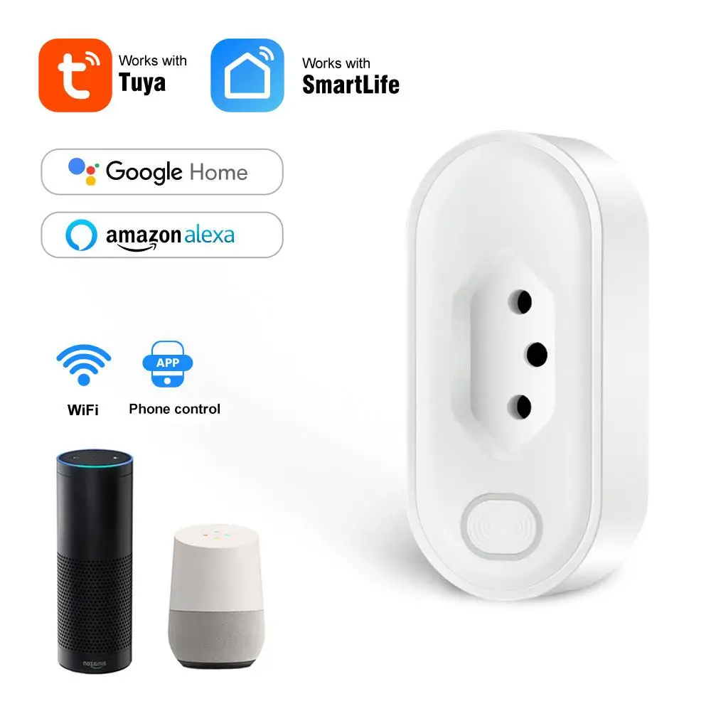 

BR Smart Plug WiFi Brazil Standard Power Socket Intelligent Timer Wireless Outlet APP Remote Work For Alexa,Google Home