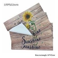 elegant linen sunflower printed place table mat cloth dish coaster pad cup doilies insulated party placemats kitchen accessories