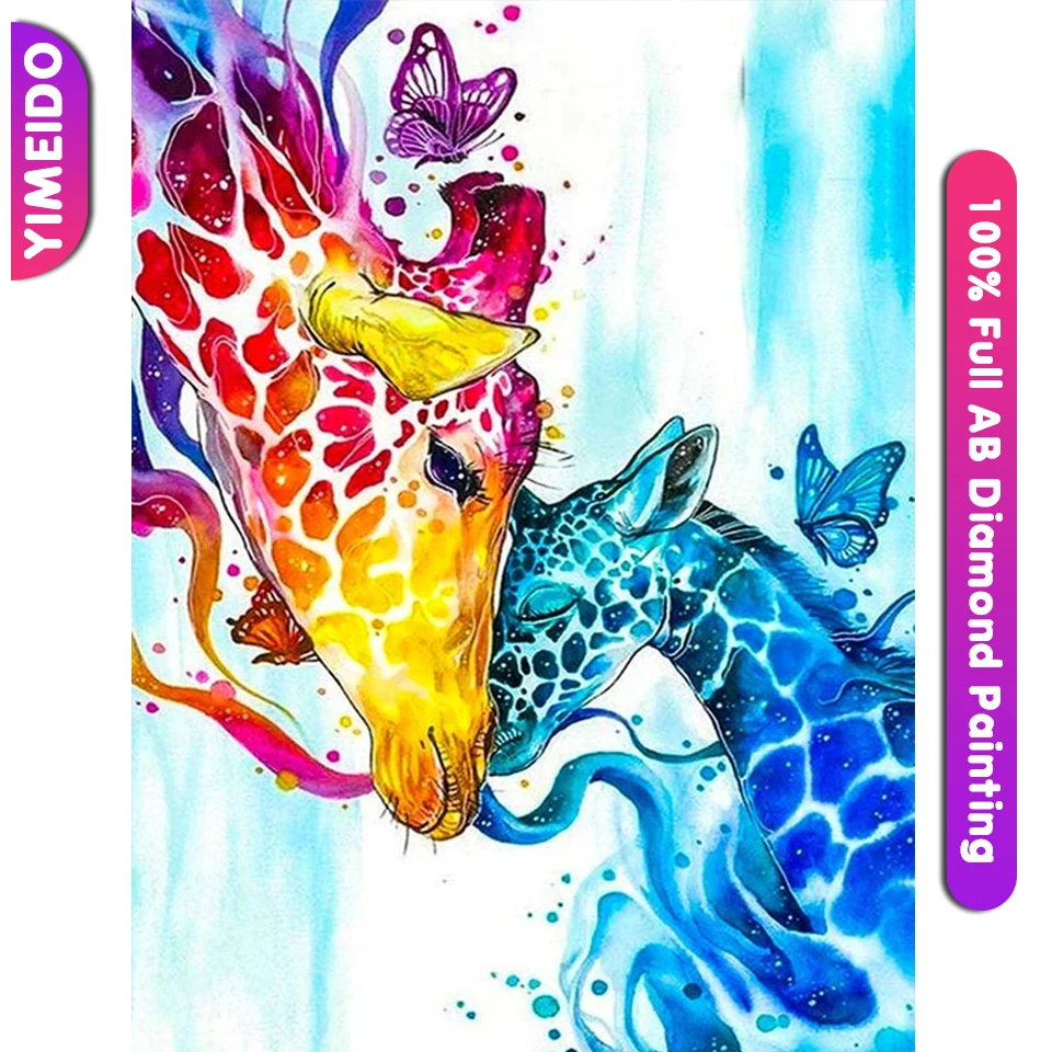 

YIMEIDO Advanced Zipper Bag 5D DIY Full 100% AB Diamond Painting Kits Colorful Mother Child Deer Butterfly Hand Embroidery Home
