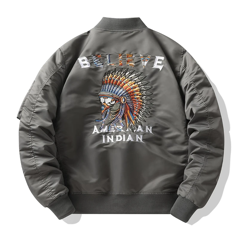 

Air Force Ma1 Pilot Jacket Mens Colorful Indians Embroidered Baseball Uniform Casual Bomber Jackets and Coats Man Fashion Jacket