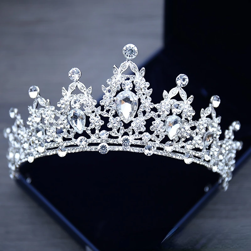 

Wedding Hair Tiara Crystal Bridal Tiara Crown Silver Color Diadem Veil Tiaras Wedding Hair Accessories Headpieces Head Jewelry