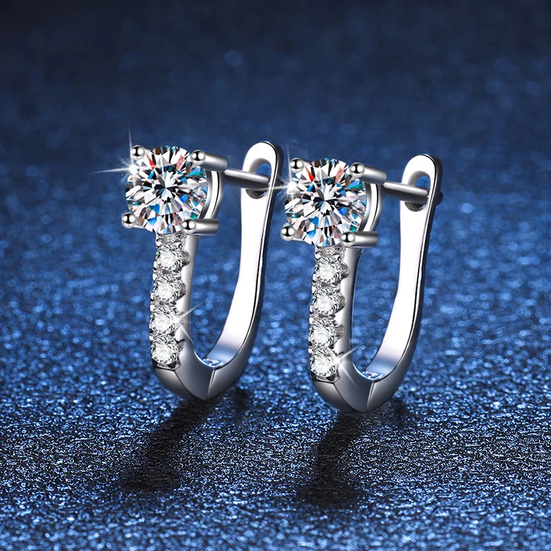 

Серьги-кольца женские из серебра 925 пробы с муассанитом, карат