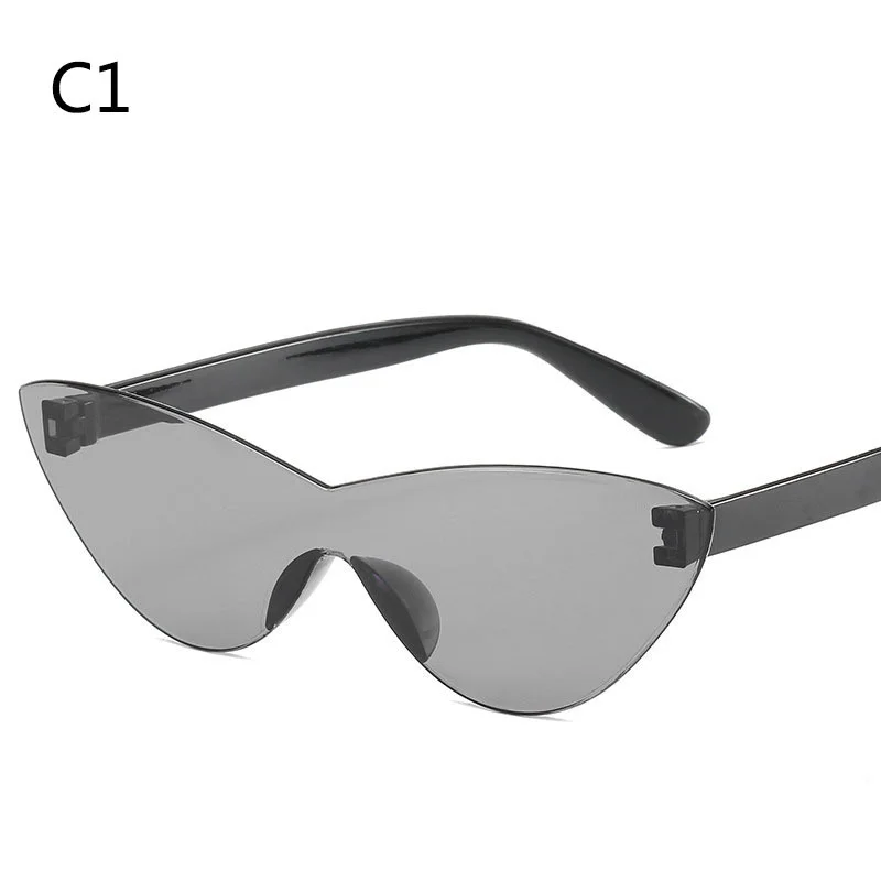 

Frameless One-piece Sunglasses for Men and Women Jelly Colored Sunglasses Cat Eye Anti Blue Glasses