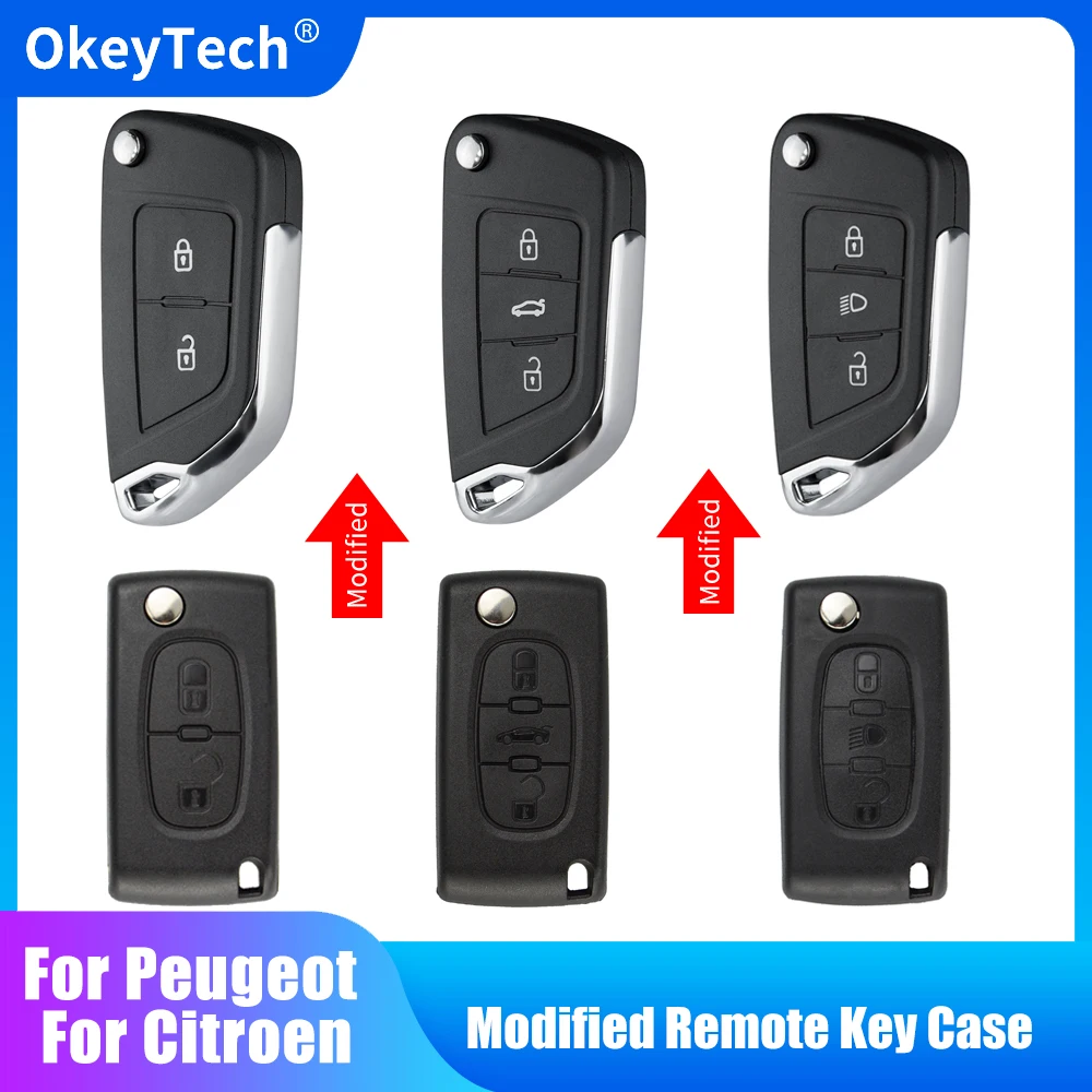 

OkeyTech Modified Remote Key Shell Case For Peugeot 207 307 308 406 407 607 807 3008 For Citroen C2 C3 C4 C5 C6 Berlingo Picasso