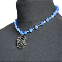blue onyx handmade choker with hecate pendant gothic jewelry gothic occult jewelry occult necklace antichrist