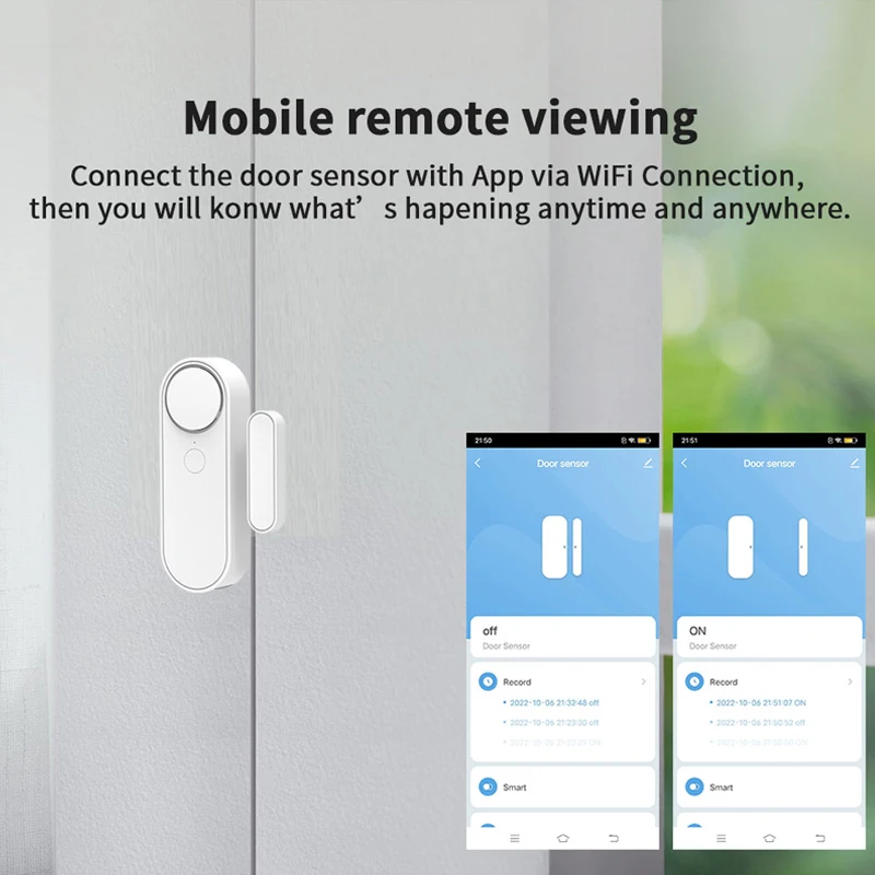 Smart WiFi Door Window Sensor Door Open / Closed Detector Smart Home Work With Alexa Google Home Tuya APP Door Sensor WiFi Alarm enlarge