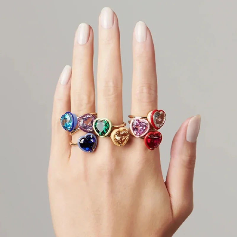 Красочные в форме сердца кубический цирконий CZ камни по месяцу рождения женские