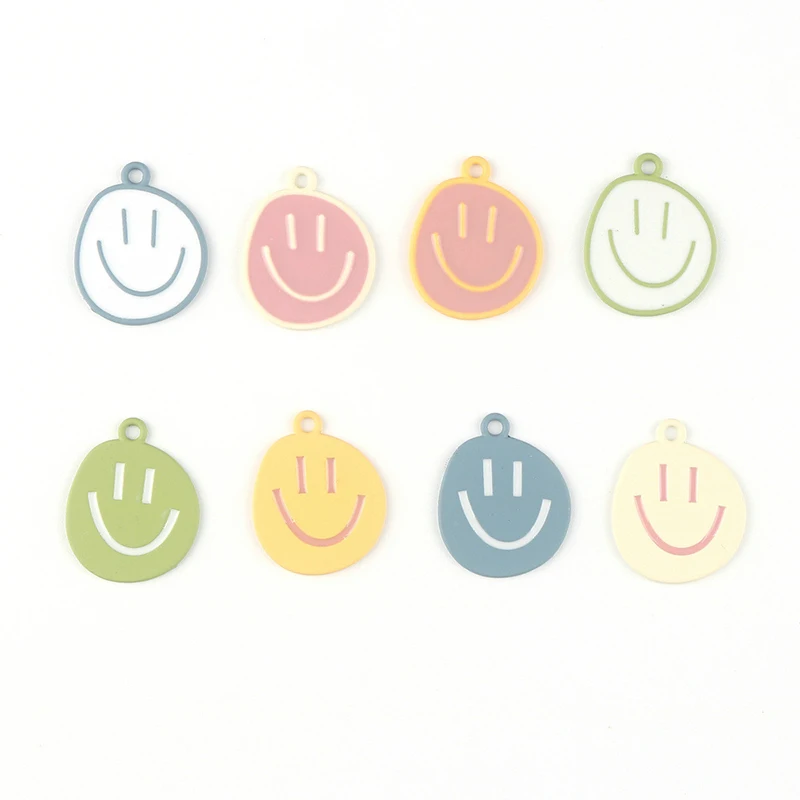 10pcs 20x25mm Irregular Smile Face Beads Alloy Enamel Charms Pendant For Diy Jewelry Making Handmade Earrings Necklace Bracelet