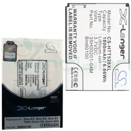 

Запасная батарея для HTC Desire 500 1800mah BA s890 bm60100