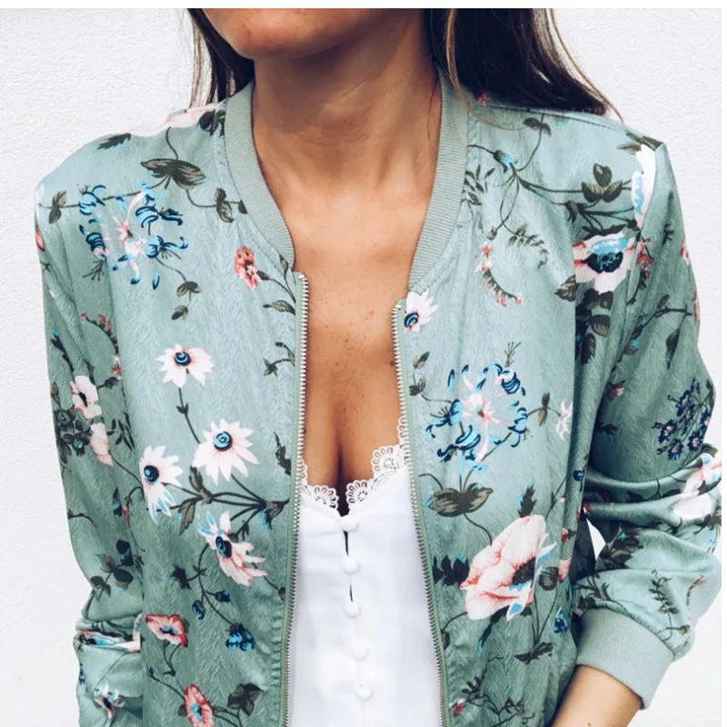 Women Elegant Zipper Women Jacket Spring Oversize 5XL Floral Printed Jackets Office Lady Wear Casual Women Coat Retro Outwear images - 6