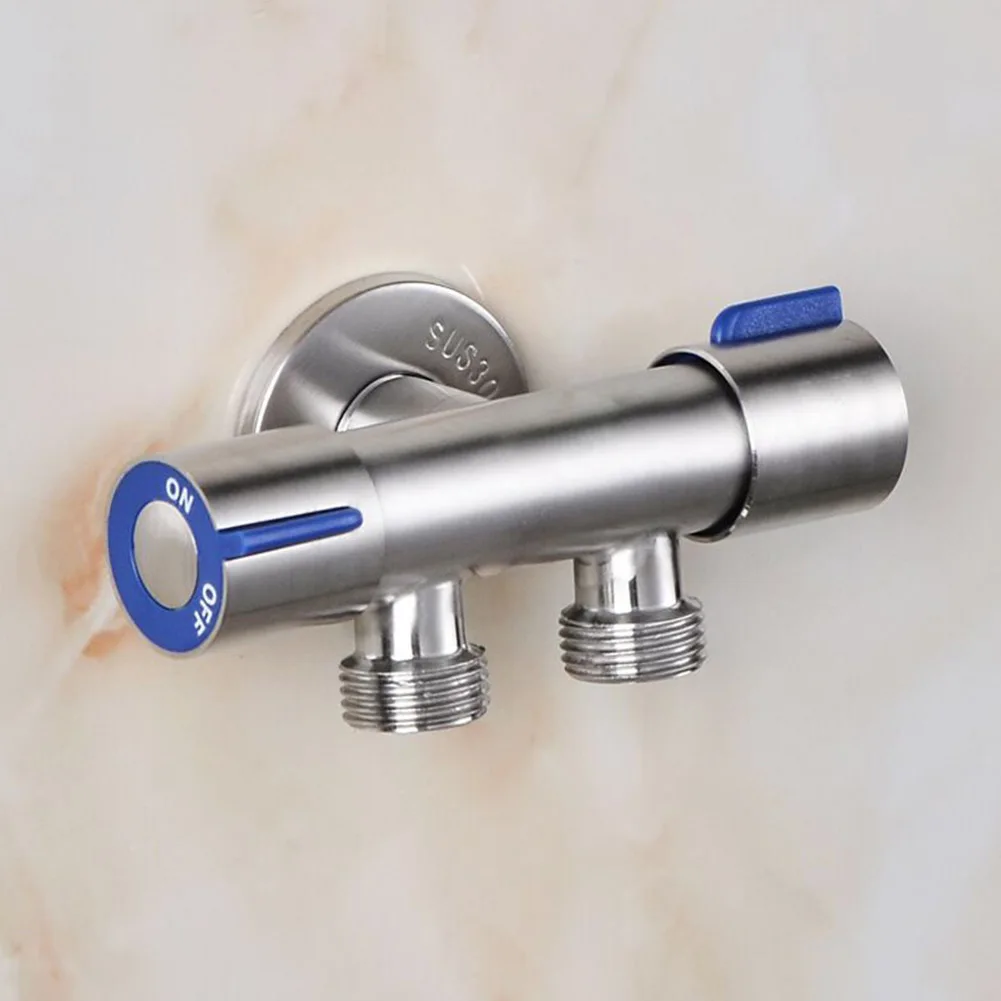 

Bathroom Products Double Handle Stainless Steel Water Faucet Washing Triangular Valve For Washing Machine, Stool Thermostats 1pc