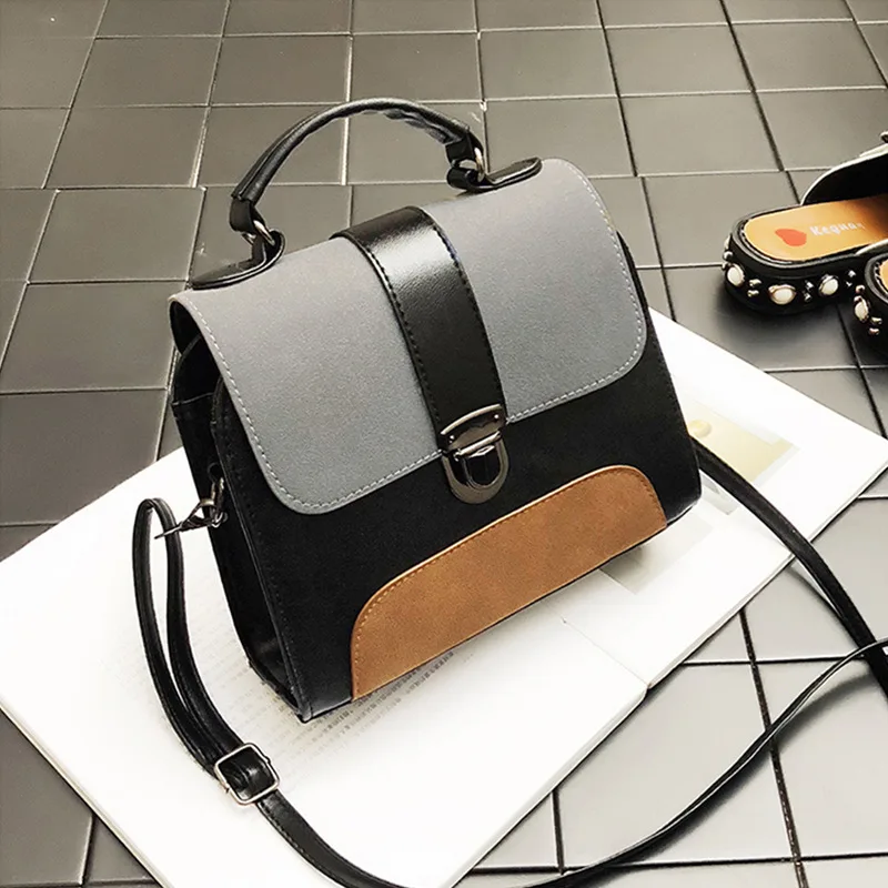 

Fashion Brand Leather Crossbody Bag Women Vintage Top-Handle Bag Patchwork Pattern Women Shoulder Bag Casual Hasp Women Handbag