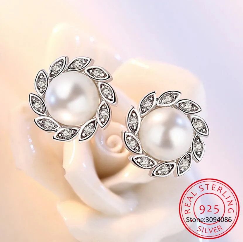 

Женские серьги-гвоздики из серебра 925 пробы, с цирконием и жемчугом