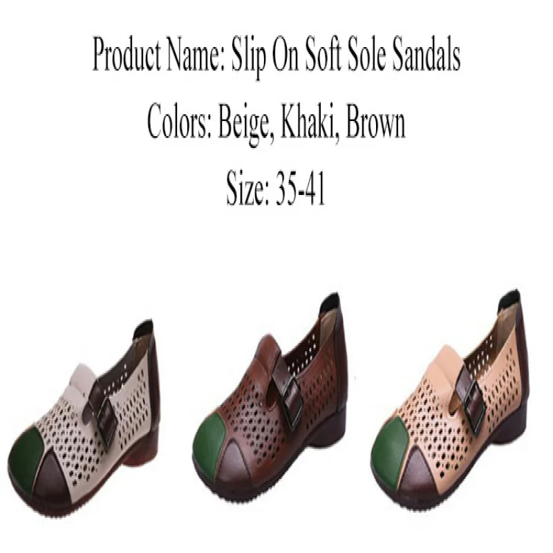 Женские сандалии без шнуровки с мягкой подошвой и плоской