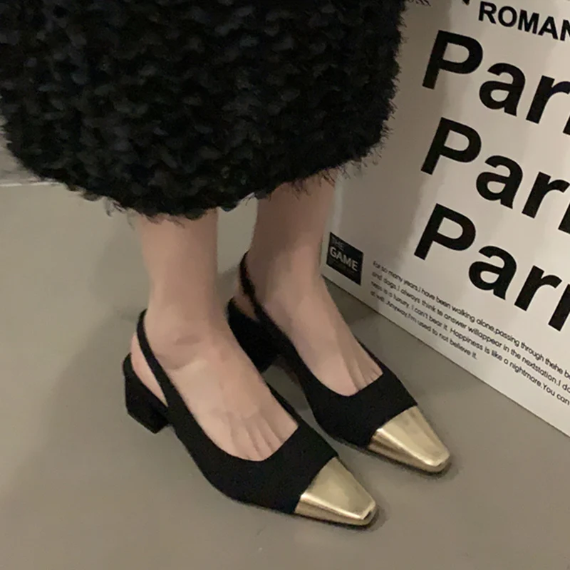 

Женские сандалии на толстом каблуке, с квадратным носком