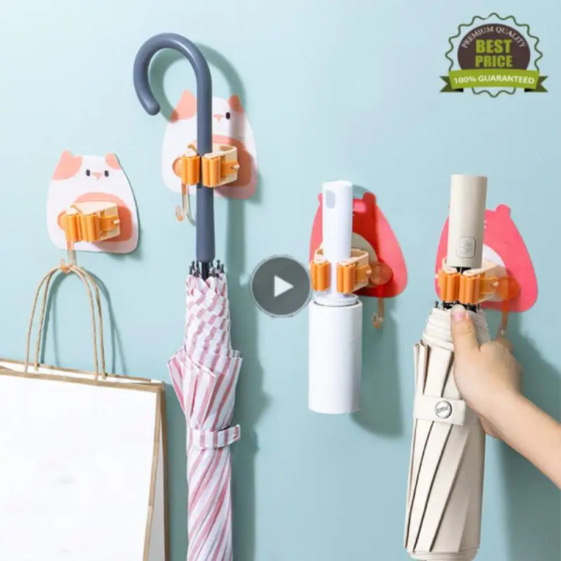 

1/2Pc Wall Mounted Mop Organizer Holder Broom Hanger Bathroom Hook Rack Kitchen Storage Tool Seamless Adhesive Home Clip Hanging