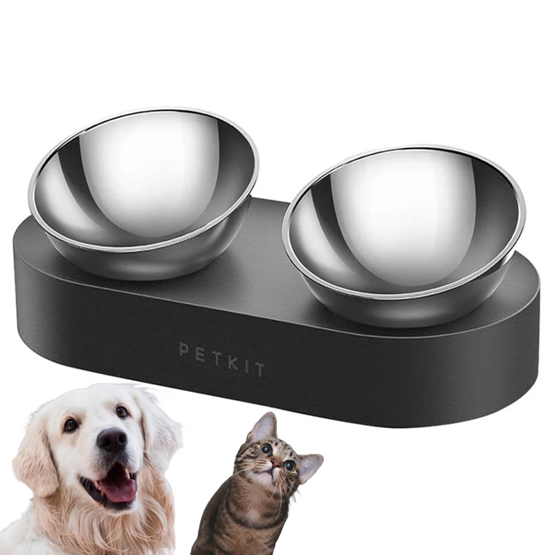 

Petkit Stainless Steel Health Pet Dog Cat Double Bowls Adjustable Anti-Slip Food Water Bowl Feeder for Pets Feeding Gamelle