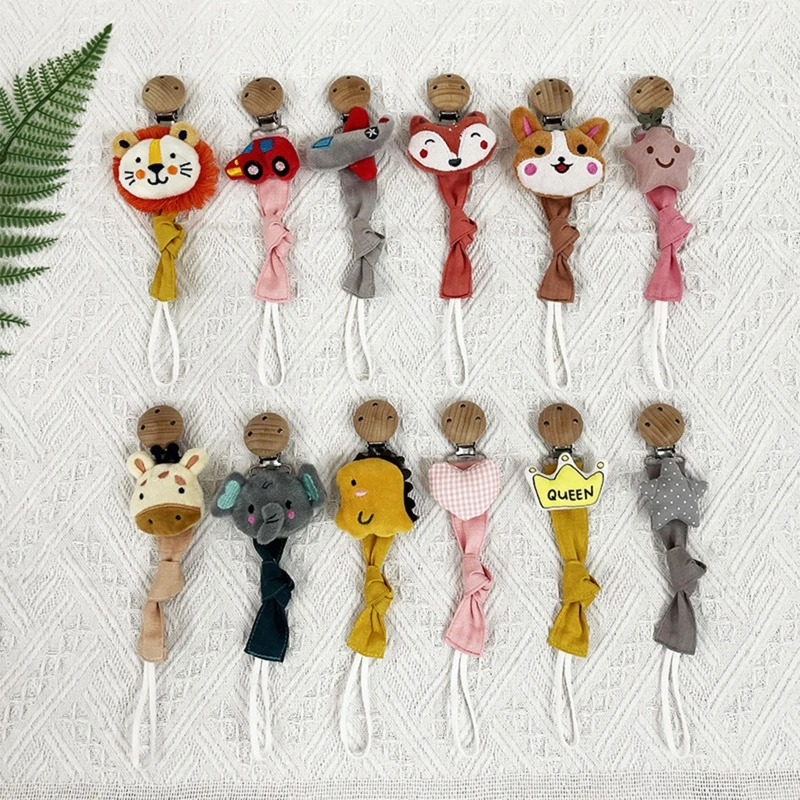 

Baby Pacifier Clip for Infant Newborn Toddlers Cotton Wooden Pacifiers Chain Nipple Soother Dummy Holder Boys Girls Shower Gift