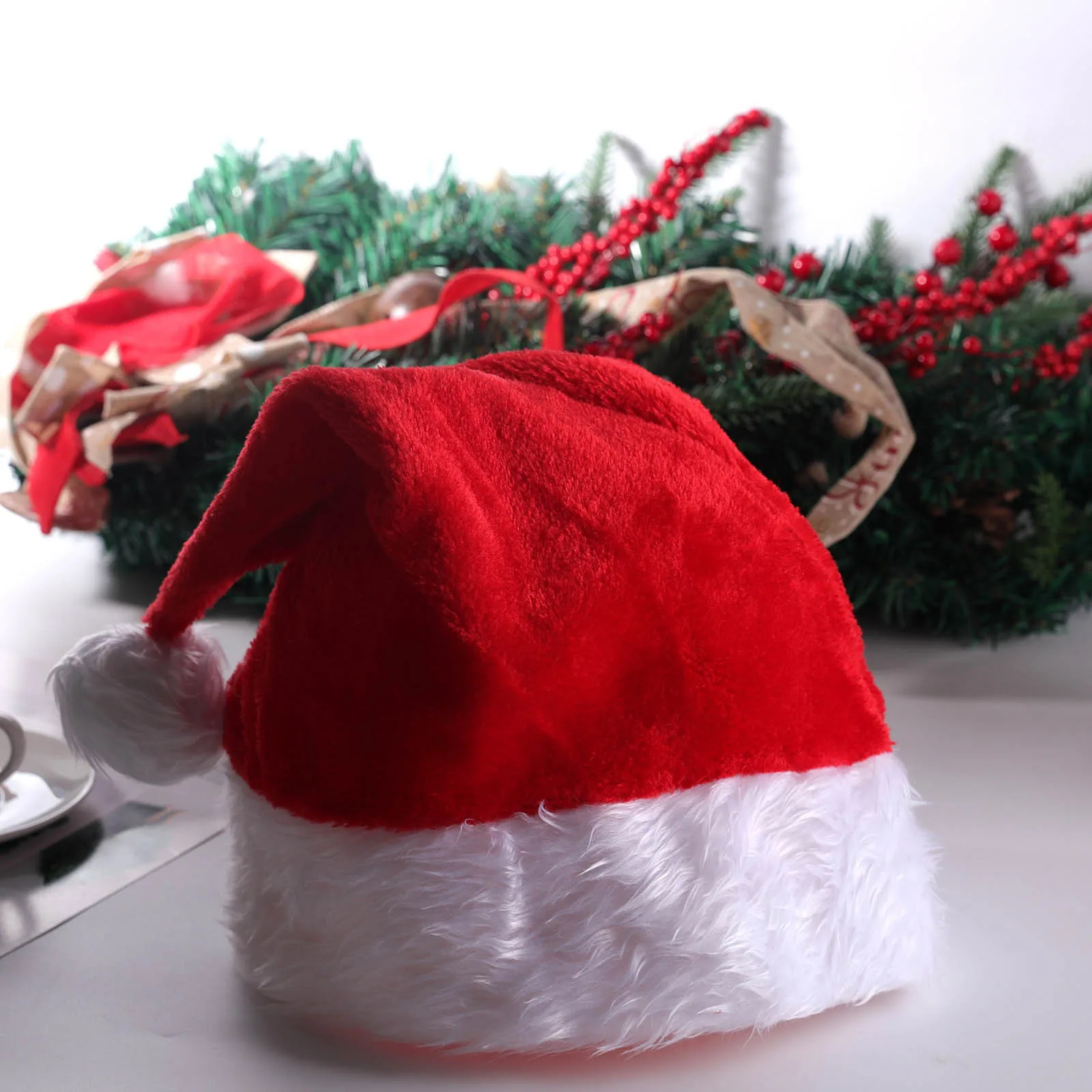 

Светящаяся Рождественская шляпа, головные уборы для детей, взрослых, Санта-Клауса, красное украшение, Новогоднее украшение, детский подарок...