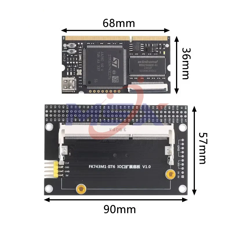 Системная плата STM32H743IIT6 (Gold Finger)+ (плата расширения IO) системная обучающая STM32