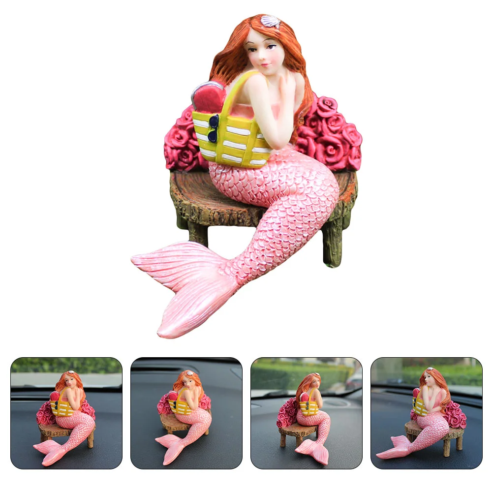 

Small Resin Mermaid Decor Mermaid Ornament Creative Mermaid Prop Car Interior Decor