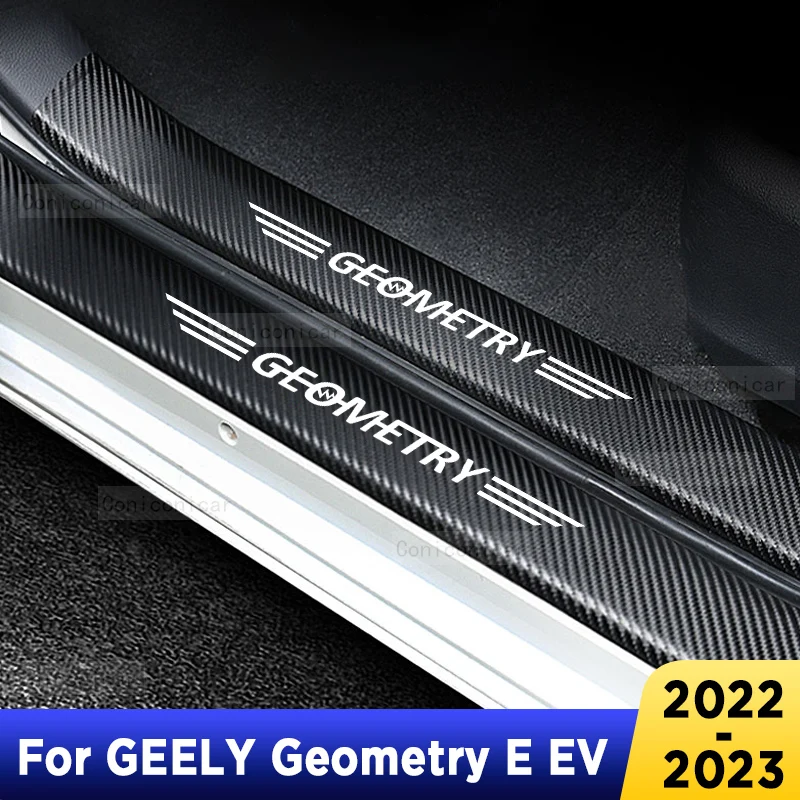 

For GEELY Geometry E EV Auto Tailgate Guard Door Sill Pedal Carbon Fibre Texture Accessories Leather PU Styling Car Sticker Trim
