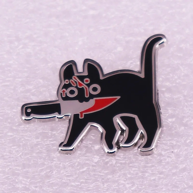 

The Black Cat Took the Dagger with the Blood in It Television Brooches Badge for Bag Lapel Pin Buckle Jewelry Gift For Friends