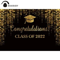 allenjoy 2022 graduation backdrop glitter gold dots bokeh congrats grad prom party props customize banner decoration photo booth
