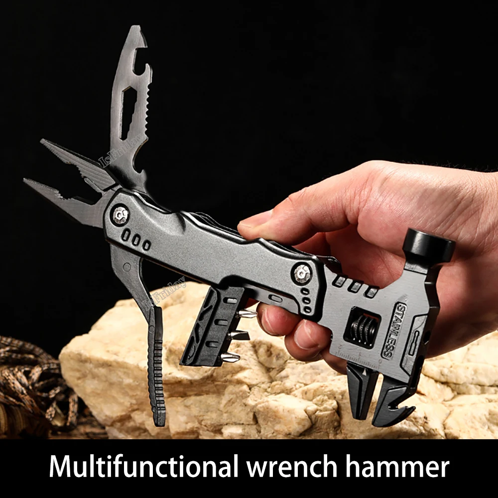 

Multi Functional Wrench Hammer Combination Universal Folding Pliers EDC Tool Outdoor Camping Adjustable Wrench Combination Tools