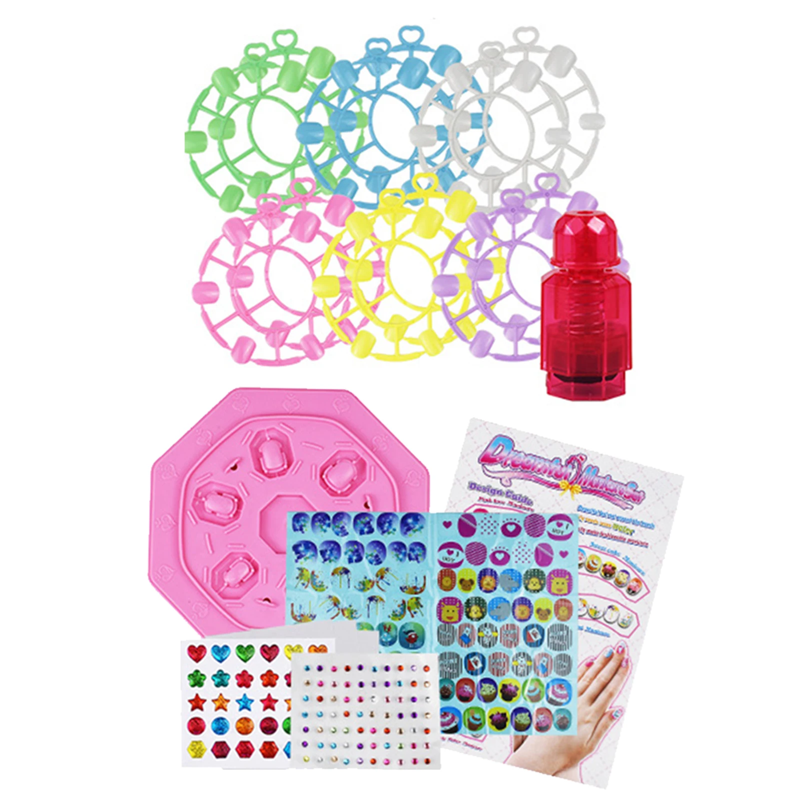 

21pcs Kids Nail Art Set Early Learning Pretend Play Makeup Girl Game DIY Craft Home Durable Tool Handmade Educational Sticker