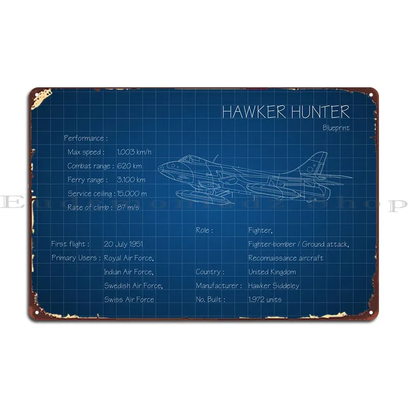 Металлический плакат Hawker Hunter, Настенный декор, Фреска, персонализированный клубный жестяной плакат