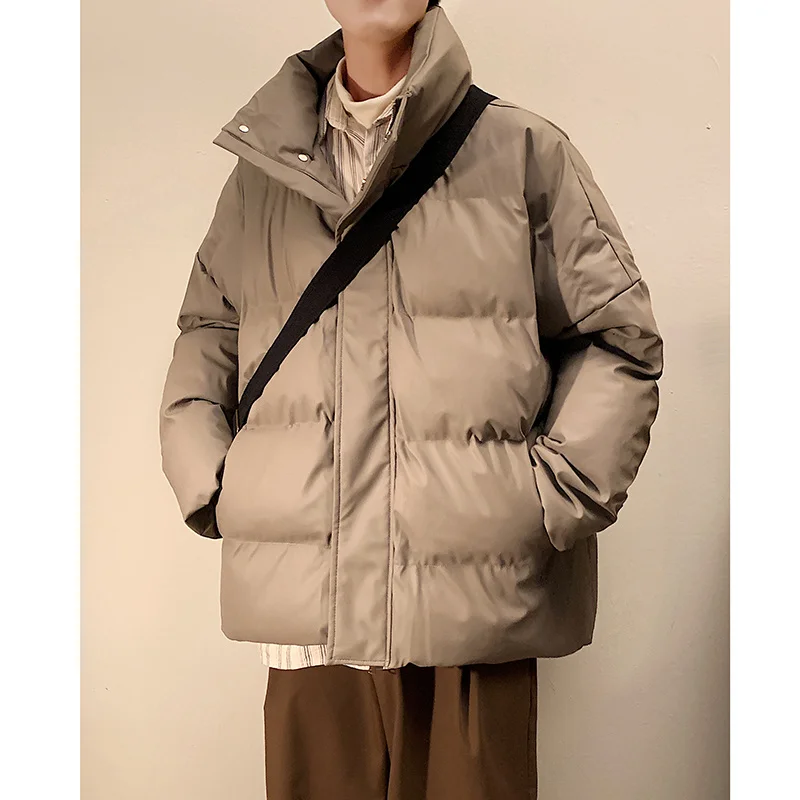 Winter Jacket Men Warm Fashion Casual Thickened Leather Jacket Men Streetwear Korean Loose Thick Leather Short Coat Mens Parker