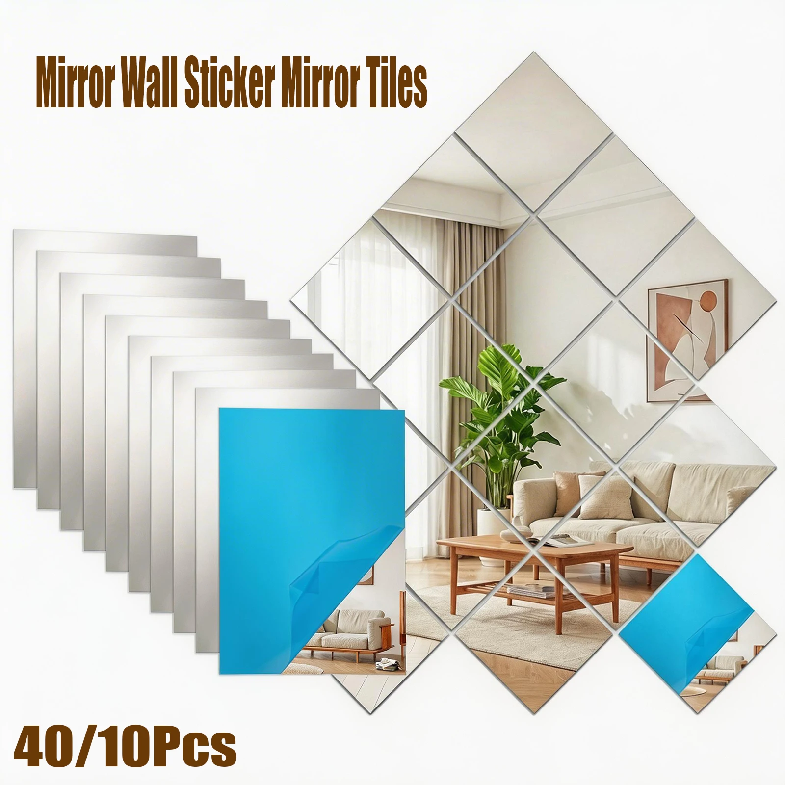 

Зеркальные наклейки на стену, пластик, набор 40/10 шт.