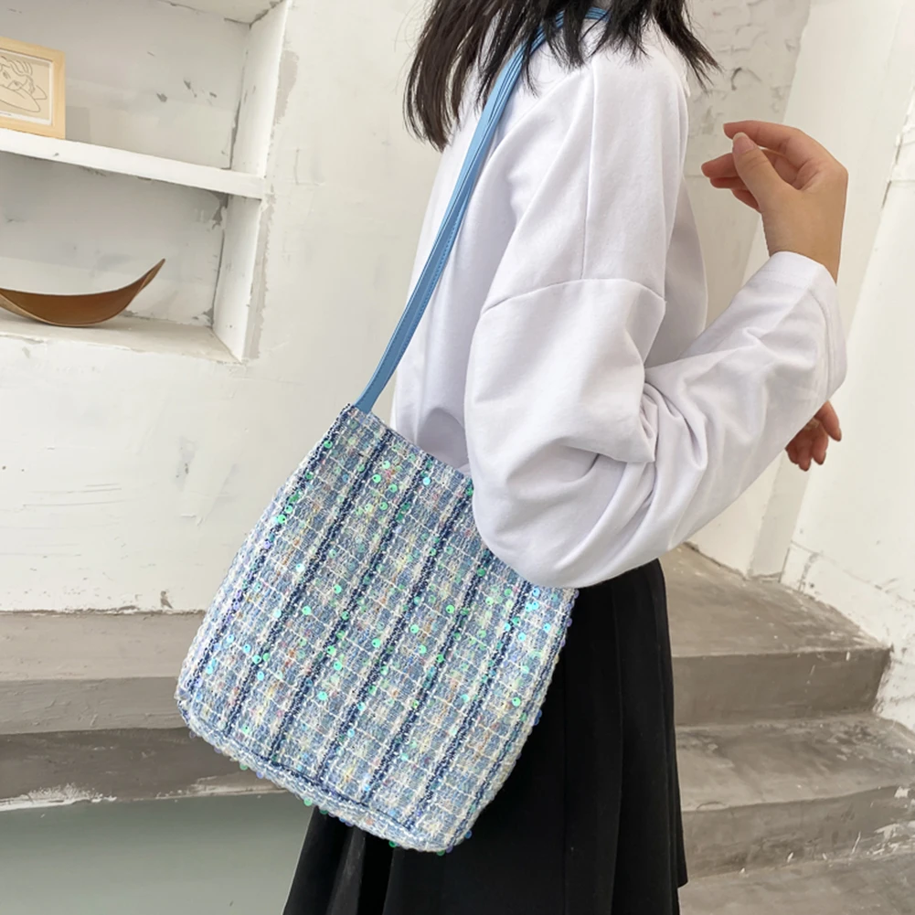 

Fashion Exquisite Shopping Bag Women Woolen Shoulder Bag Ladies Handbag Totes Portable Top-handle Shopping Bags