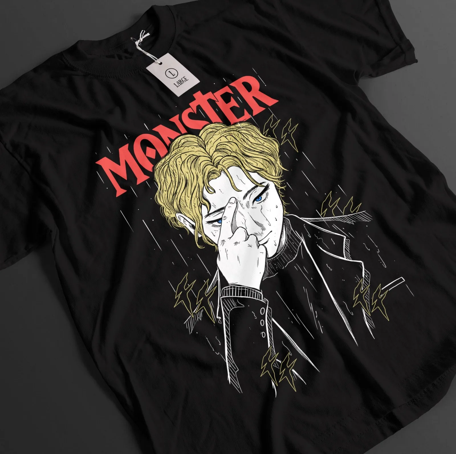 Фото Футболка Monster, футболка Tenma, футболка Johan Liebert, топ Lunge, футболка Dieter Dark в стиле аниме. №1