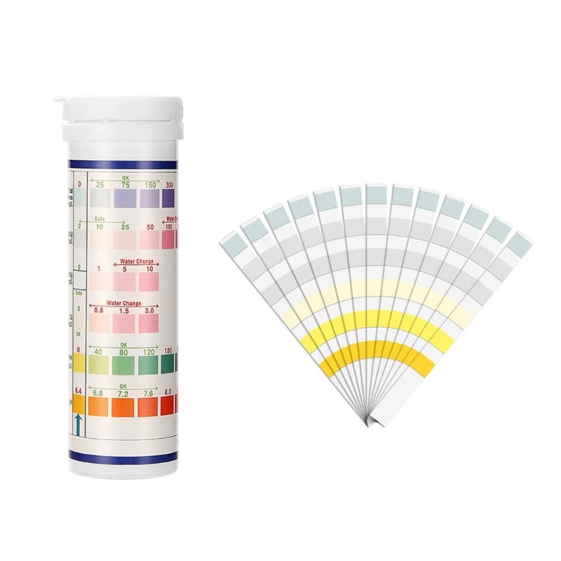 

6-in-1 Aquarium Test Strips 100/60 Count for Freshwater and Saltwater Tanks Easy Use Quick Result Water Testing Tool