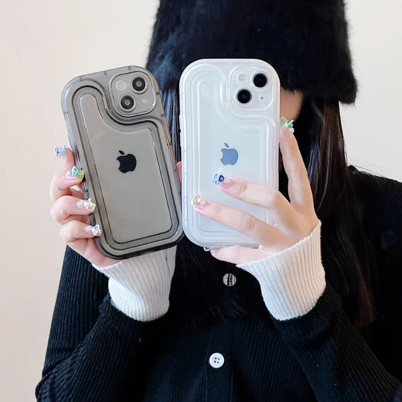 

Silicone Soft Shell Photo Frame Cushion Transparent Black and White Mobile Phone Case Suitable for iPhone 14 13 12 11 Pro Max